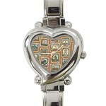 Retro Postage Seamless Pattern Heart Italian Charm Watch