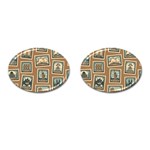 Retro Postage Seamless Pattern Cufflinks (Oval)