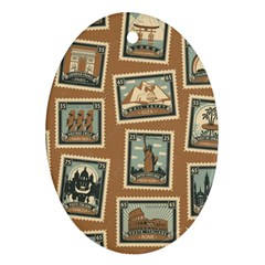 Retro Postage Seamless Pattern Oval Ornament (Two Sides) from ArtsNow.com Back