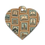 Retro Postage Seamless Pattern Dog Tag Heart (One Side)