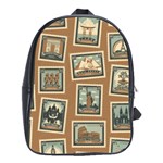 Retro Postage Seamless Pattern School Bag (Large)