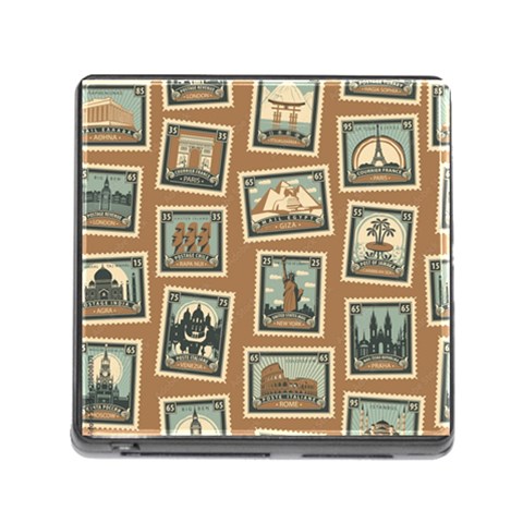 Retro Postage Seamless Pattern Memory Card Reader (Square 5 Slot) from ArtsNow.com Front