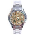 Retro Postage Seamless Pattern Stainless Steel Analogue Watch