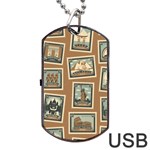 Retro Postage Seamless Pattern Dog Tag USB Flash (One Side)