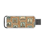 Retro Postage Seamless Pattern Portable USB Flash (One Side)