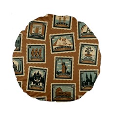 Retro Postage Seamless Pattern Standard 15  Premium Round Cushions from ArtsNow.com Back