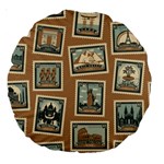 Retro Postage Seamless Pattern Large 18  Premium Round Cushions