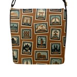 Retro Postage Seamless Pattern Flap Closure Messenger Bag (L)