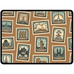 Retro Postage Seamless Pattern Two Sides Fleece Blanket (Large)