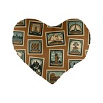 Retro Postage Seamless Pattern Standard 16  Premium Flano Heart Shape Cushions