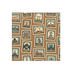 Retro Postage Seamless Pattern Satin Bandana Scarf 22  x 22 