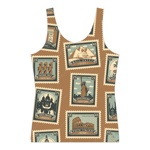 Retro Postage Seamless Pattern Sport Tank Top  from ArtsNow.com Front