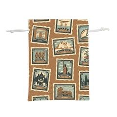 Retro Postage Seamless Pattern Lightweight Drawstring Pouch (M) from ArtsNow.com Back