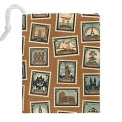 Retro Postage Seamless Pattern Drawstring Pouch (4XL) from ArtsNow.com Back