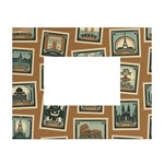 Retro Postage Seamless Pattern White Tabletop Photo Frame 4 x6 