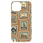 Retro Postage Seamless Pattern iPhone 14 Black UV Print Case