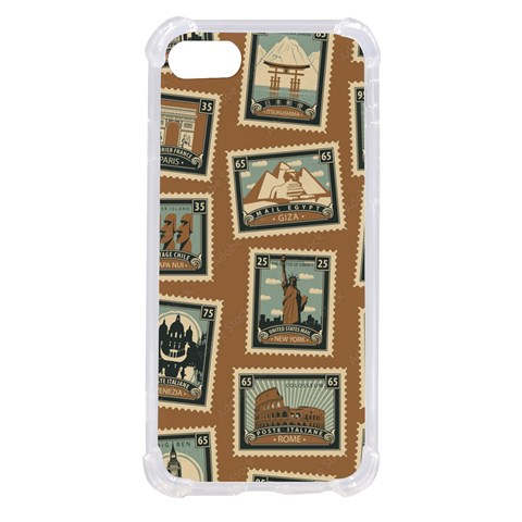 Retro Postage Seamless Pattern iPhone SE from ArtsNow.com Front