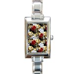 Roses Seamless Pattern Floral Rectangle Italian Charm Watch