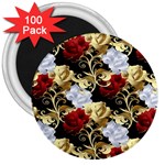 Roses Seamless Pattern Floral 3  Magnets (100 pack)