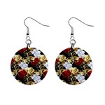 Roses Seamless Pattern Floral Mini Button Earrings