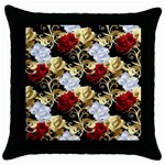 Roses Seamless Pattern Floral Throw Pillow Case (Black)