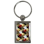 Roses Seamless Pattern Floral Key Chain (Rectangle)