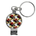 Roses Seamless Pattern Floral Nail Clippers Key Chain