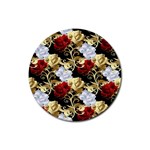 Roses Seamless Pattern Floral Rubber Round Coaster (4 pack)