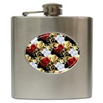 Roses Seamless Pattern Floral Hip Flask (6 oz)