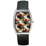 Roses Seamless Pattern Floral Barrel Style Metal Watch