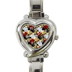 Roses Seamless Pattern Floral Heart Italian Charm Watch