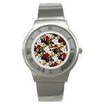 Roses Seamless Pattern Floral Stainless Steel Watch