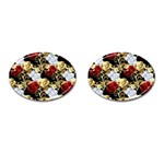 Roses Seamless Pattern Floral Cufflinks (Oval)