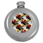 Roses Seamless Pattern Floral Round Hip Flask (5 oz)