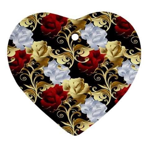 Roses Seamless Pattern Floral Heart Ornament (Two Sides) from ArtsNow.com Back