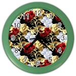 Roses Seamless Pattern Floral Color Wall Clock