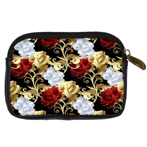 Roses Seamless Pattern Floral Digital Camera Leather Case from ArtsNow.com Back