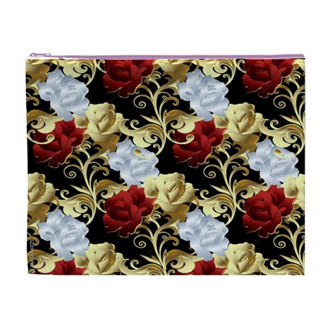 Roses Seamless Pattern Floral Cosmetic Bag (XL) from ArtsNow.com Front