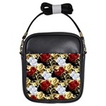 Roses Seamless Pattern Floral Girls Sling Bag