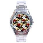 Roses Seamless Pattern Floral Stainless Steel Analogue Watch