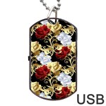 Roses Seamless Pattern Floral Dog Tag USB Flash (One Side)