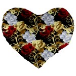 Roses Seamless Pattern Floral Large 19  Premium Heart Shape Cushions