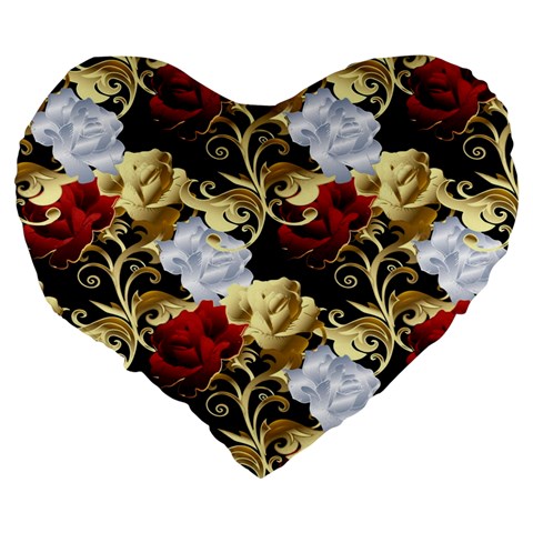 Roses Seamless Pattern Floral Large 19  Premium Heart Shape Cushions from ArtsNow.com Back