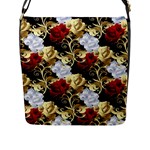 Roses Seamless Pattern Floral Flap Closure Messenger Bag (L)