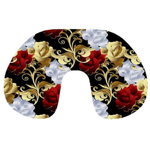 Roses Seamless Pattern Floral Travel Neck Pillow from ArtsNow.com Back