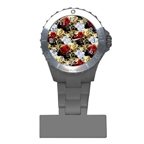 Roses Seamless Pattern Floral Plastic Nurses Watch from ArtsNow.com Front