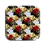 Roses Seamless Pattern Floral Square Metal Box (Black)