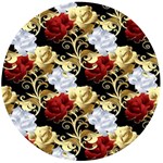 Roses Seamless Pattern Floral Wooden Bottle Opener (Round)