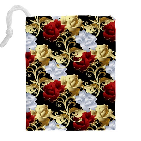 Roses Seamless Pattern Floral Drawstring Pouch (4XL) from ArtsNow.com Back