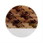 Roses Seamless Pattern Floral Marble Wood Coaster (Round)